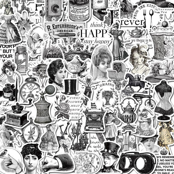 10-64PCS Classic European Medieval Stickers Retro Vintage graffiti Stickers for DIY Luggage Laptop Skateboard Bicycle Stickers