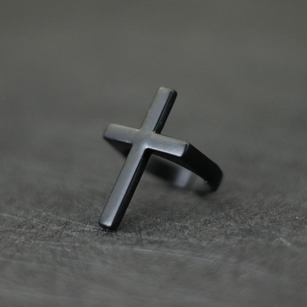 New In Men Cross Ring Vintage Open Anillo Hiphop Rock Accessories Homme Zircomia Jewelry Gift For Him Punk Anel Resizable Matron Inn