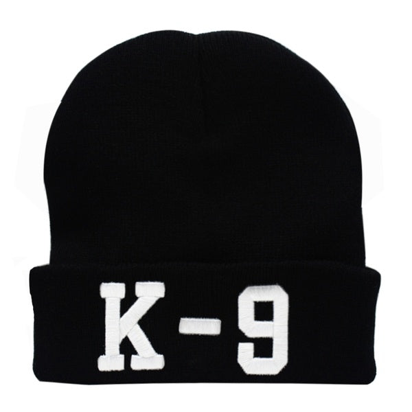 LIBERWOOD Custom Beanie for Men Women K-9 K9 3D Embroidery Skull Cap Hat Winter Knitted Hat K-9 Police Dog Knit Tactical Beanie