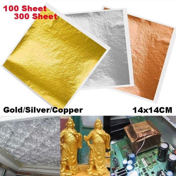100-300 sheets 14x14cm craft paper imitation gold, silver, copper, foil paper, bronzing paper for home, DIY, craft decoration
