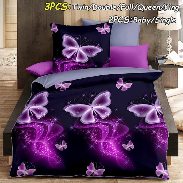 Luxury 3D Butterfly Printed Bedding Set Butterfly Oil Painting Bedding Comforter Sets Duvet Cover with Pillowcase Set (Baby-Single-Twin-Double-Full-Q