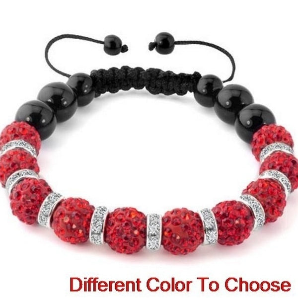 1pcs 10mm Handmade Promotion b3434 white black Disco beads AB clay handmade rhinestones Crystal Shamballa Bracelet spacer Jewelry for women men Bangl