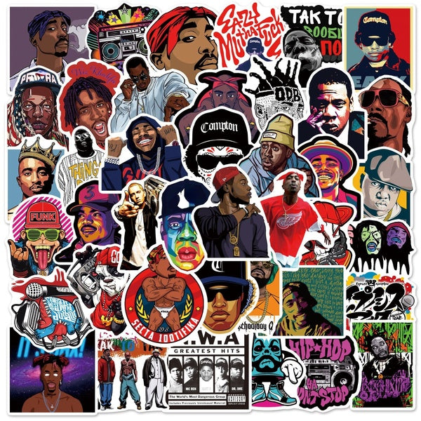 （2 style）10-25-50pcs 90's Rapper stickers Legendary Hip Hop graffiti Stickers for DIY Luggage Laptop Skateboard Motorcycle Bicycle Sticker
