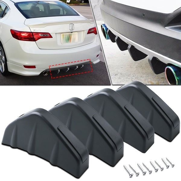 Universal Matte Black Rear Bumper Splitter Diffuser Sharp Fins Spoiler Protector Cover Auto Accessories 4pcs-set