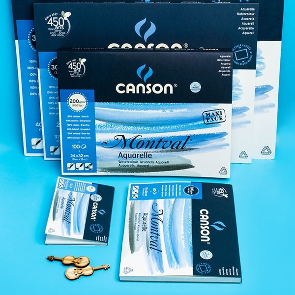 CANSON Montval Aquarelle Aquarelle Livre-Bloc-Papier 300g-m² Peint à la Main Livre 20 Feuilles Papier Aquarelle maling i vandfarver pill Papier Artis