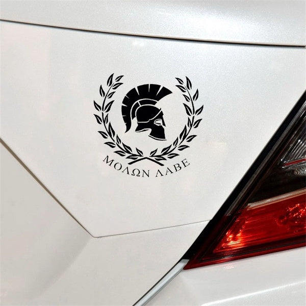 18CM*16.6CM MOLON LABE Warrior Sparta Personaily Decal Vinyl Car Sticker Black-Silver C10-01056