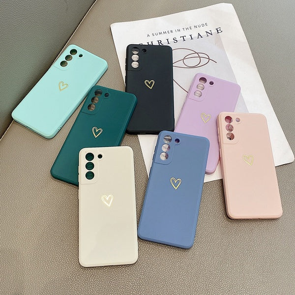 Love Heart Camera Protection Phone Case For Samsung Galaxy S22 Ultra S21 Ultra S21 S20 S20Ultra Note20 Note20 Ultra A52 A72 A12 A51 A50 Soft Candy Co