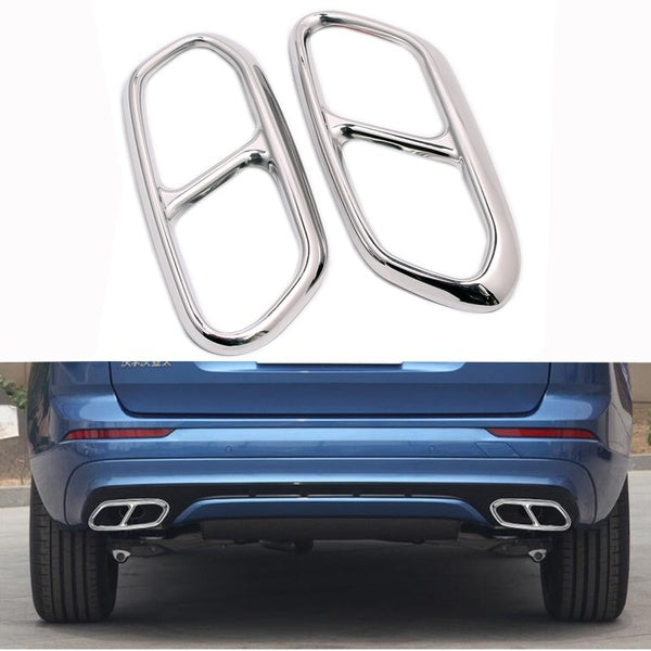 For Volvo XC90 S90 XC60 2014 2015 2016 2017 2018 2019 Car Rear Dual Exhaust Muffler End Pipe Stickers Cover Trims Auto Decoration Accessories Stainle