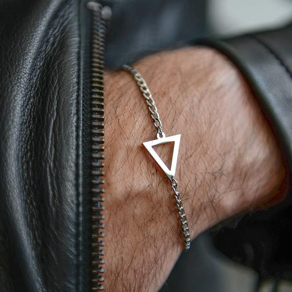 Simple Stainless Steel Chain Mens Bracelet Charms Cross-Triangle-Heart Armband Braslet For Male Jewelry Homme