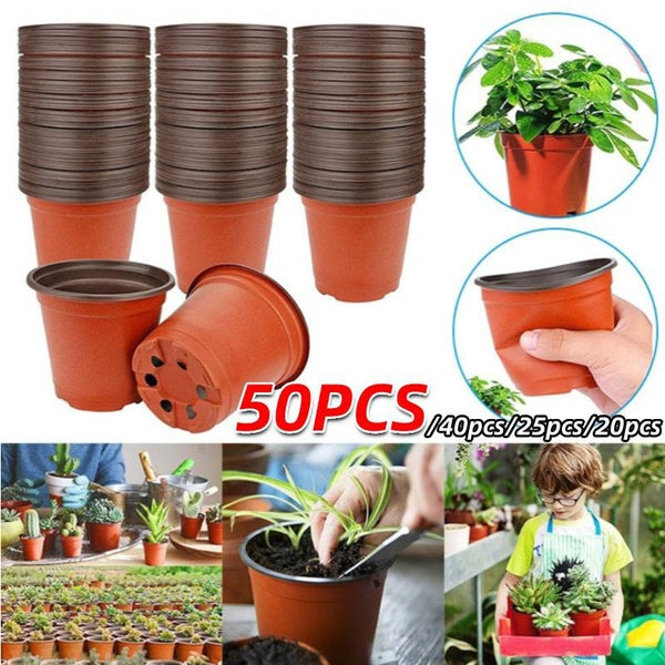 20-25-40-50pcs 12 Sizes Plastic Garden Nursery Pots Mini Planters for Plants FLower Pot Seedlings Planter Containers Plants Flowerpot Gardening Suppl