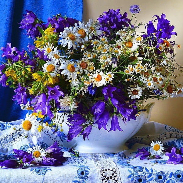 DIY 5D Purple chrysanthemum Pattern Round-Square Diamond Painting Full Drill Diamond Painting with Number Kits Home and Kitchen Fashion Crystal Rhine