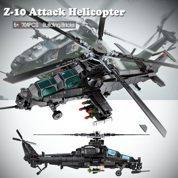 704PCS City Police WW2 Helicopter Model Building Blocks Military Technical Aircraft Figures Bricks Toys For Children Gifts