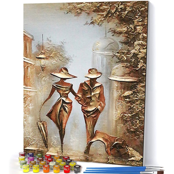 （Copper man couple）FIYO Diy Oil Paint by Numbers Kits for Adults and Kids Beginner on Canvas Fashion Oil Painting Wall Art for Gift( No Frame )