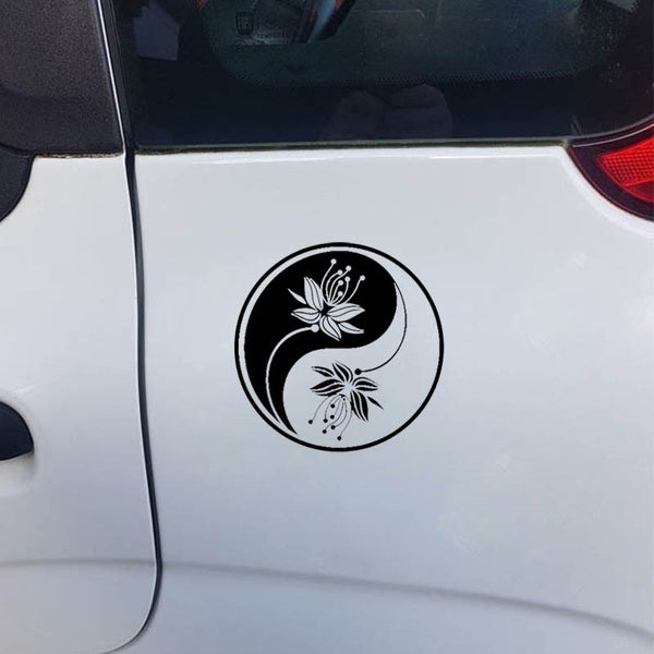 15cm*15cm Beautiful Flowers Yin Yang Vinyl Car Motorcycle Sticker Decal Car Decoration Accessories