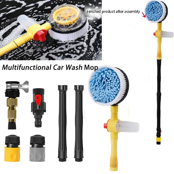 Car Wash Brush Cleaning Tools Mop Long Handle Automatic Rotating Foaming Car Chenille Microfiber Wash Mop Auto Accessories