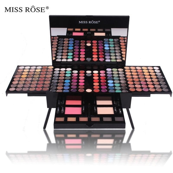 Miss Rose Professional Deluxe Makeup Case Set Kit-Women Color Combination-Holiday Gift Set Cosmetics Eye Shadow Lip Gloss Blush Combo Palette