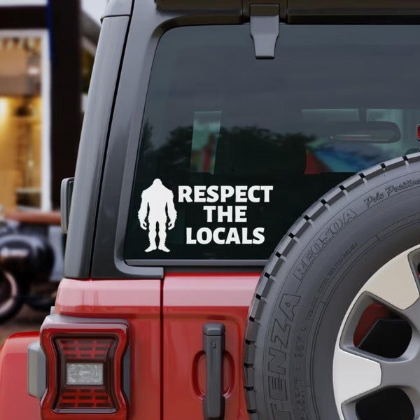 2pcs, Respect the Locals Bigfoot Night Reflective Stickers Vinyl Decal Car Stickers