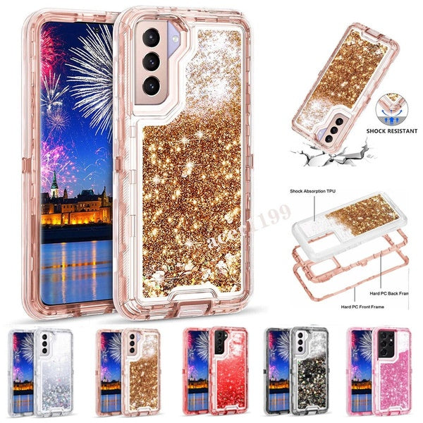 Pour Samsung Galaxy S23 Glitter Coque pour Filles Femmes Liquid Bling Sparkle Shining Glitter Luxury Heavy Duty Antichoc Quicksand Soft TPU Cover pou
