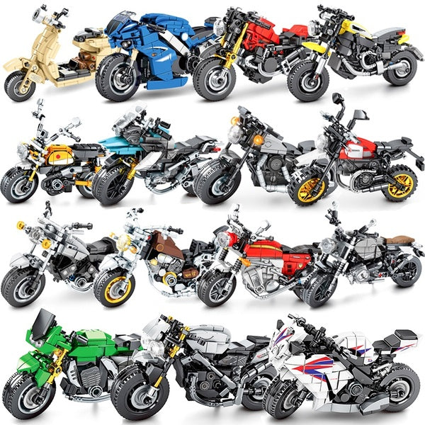 Super Racing Motorcycle Building Blocks DIY Bricks Kits Motorbike Model Toys for Kids Children Gifts