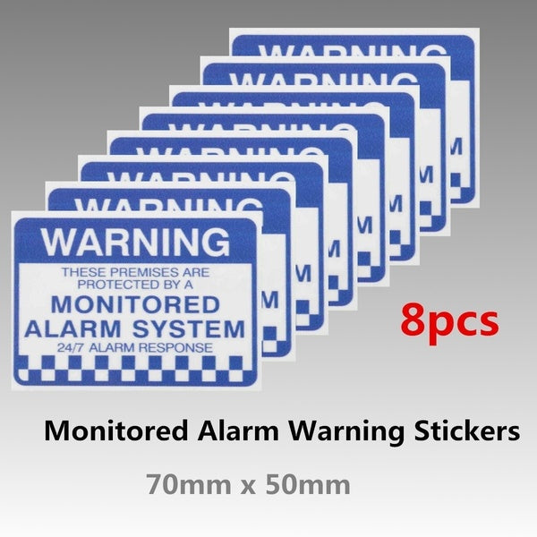 8Pcs Monitored Alarm System Warning Security Stickers Waterproof Sign Decal Security Sign