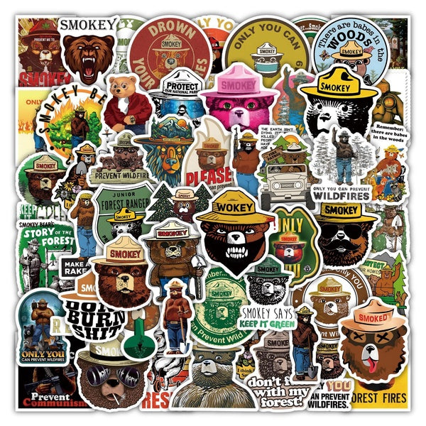 10-50Pcs Cartoon Smokey Bear Sticker Funny Lucky Bear Graffiti Kids Toy Skateboard Car Motorcycle Bicycle Sticker Decals