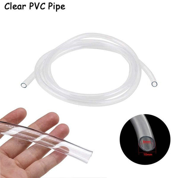 6.5FT Total Length 8mm Inner Dia Clear Plastic PVC Hose Pipe Tube for Tank Air Pump Aquarium