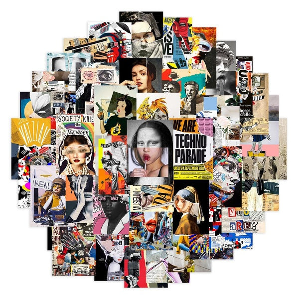 10-50pcs Creative art collage stickers Cool Pop graffiti Stickers for DIY Luggage Laptop Skateboard Motorcycle Bicycle Sticker