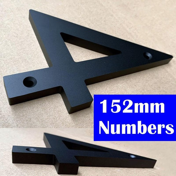 152mm Acrylic House Numbers Outdoor Street Address Sign Plates 6" Big Black Floating Door Numbers For Apartment Yard Mailbox 0-9