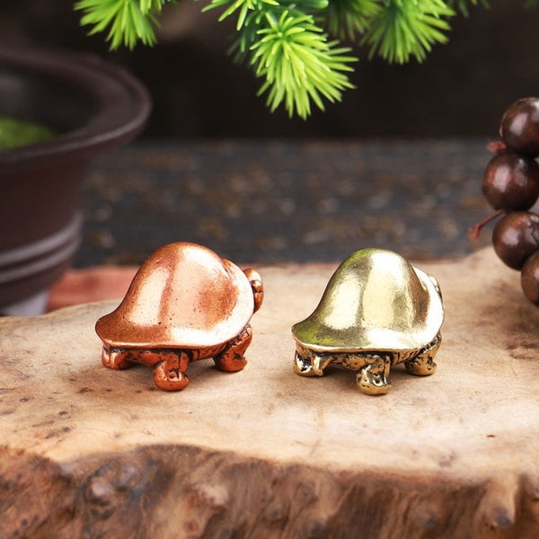 Mini Cute Brass Tortoise Vintage Turtle Statue Metal Figure Props Animal Sculpture Home Office Desk Decorative Ornament Toy Gift