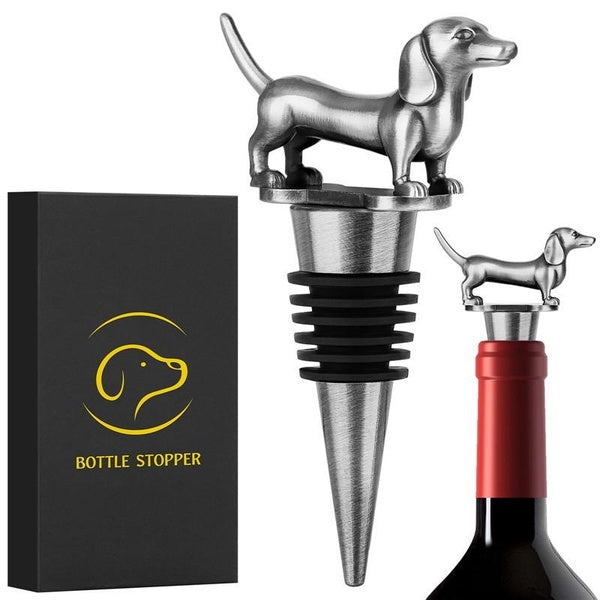 Cute Dachshund Wine Stopper Sausage Dog Metal Bottle Stoppers for Club Party Kitchen