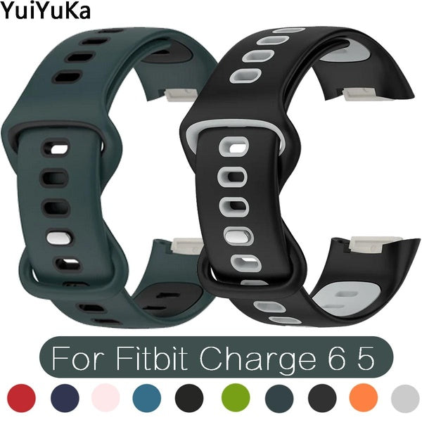 YuiYuKa Silicone Band for Fitbit Charge 6 5 Band Sport Accessories Smartwatch Replacement Strap Wristband Bracelet For Fitbit Charge 5 Watch Bands (1