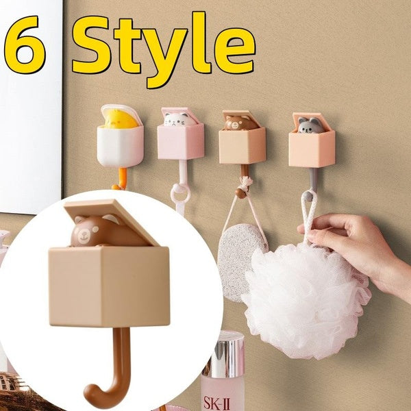 1PC Creative Cat Hook Cute Seamless Dormitory Bedroom Door Hangers Hooks Key Umbrella Towel Cap Coat Rack Wall Decoration