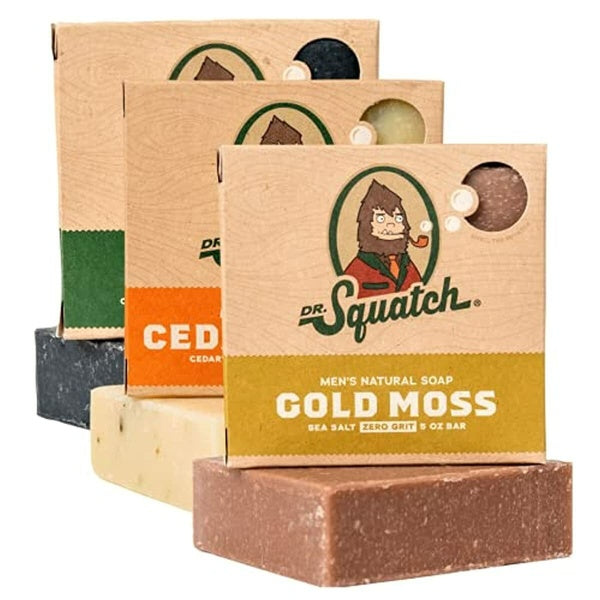 Dr. Squatch Men's Soap Variety Pack - Manly Scent Bar Soaps: Pine Tar, Cedar Citrus, Gold Moss - Fait à la main avec des huiles biologiques aux États