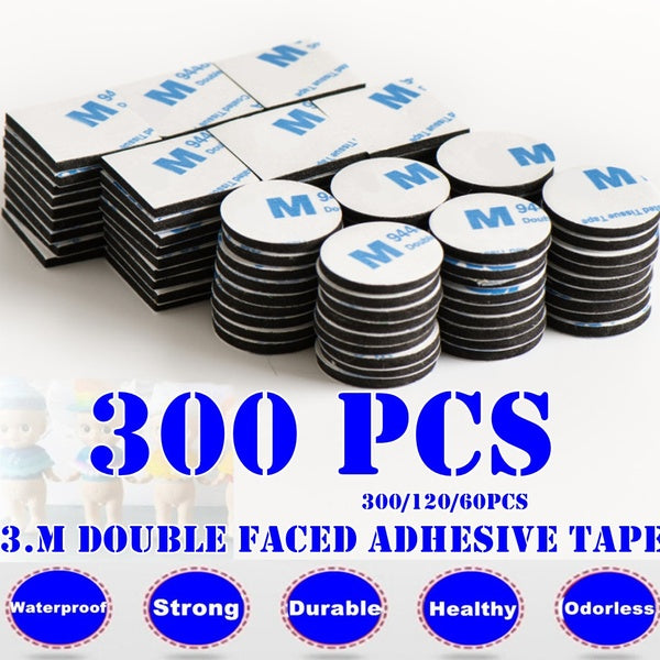 300-120-60pcs 3-M Double Sided Tape Black Foam Tape Strong Pad Mounting Rounds-Square Car & Home Use Adhesives