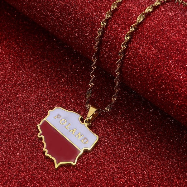 Polska Carte Drapeau Pendentif pour Femme Pologne Chaîne Colliers Polonais