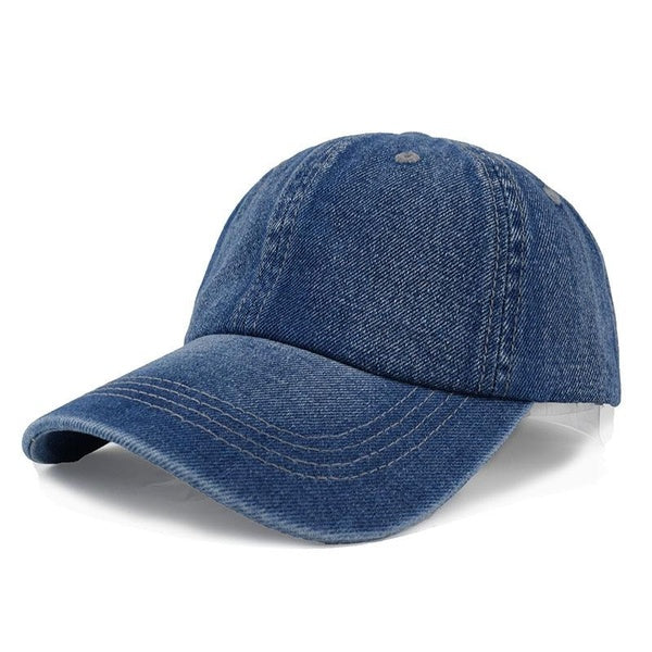 Men's and Women's Classic Denim Baseball Cap Old Wash Fashion Cotton Blue Duck Tongue Sun Hat