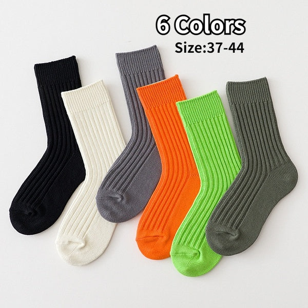 Men's and Women's Solid Color Tube Socks, Tide Socks, Retro Socks, Casual Cotton Socks