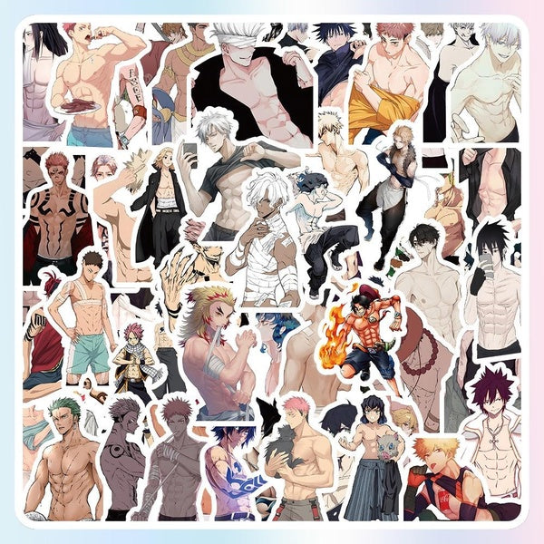 10-63pcs funny Anime muscle man stickers Cartoon characters graffiti Stickers for DIY Luggage Laptop Skateboard Motorcycle Stickers