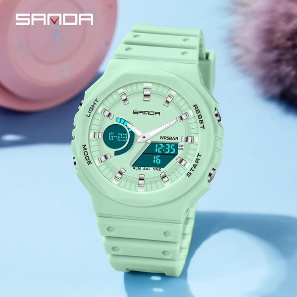 SANDA nouvelles montres décontractées pour femmes mode luxe montre à Quartz numérique pour hommes femme horloge 5ATM montre-bracelet étanche