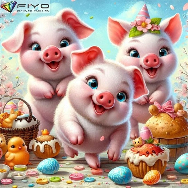 FIYO Piglet DIY 5D Diamond Painting Full Drill with Number Kits Home and Kitchen Fashion Mosaic Diamond Painting Canvas Wall Decoration Gift Crafts f