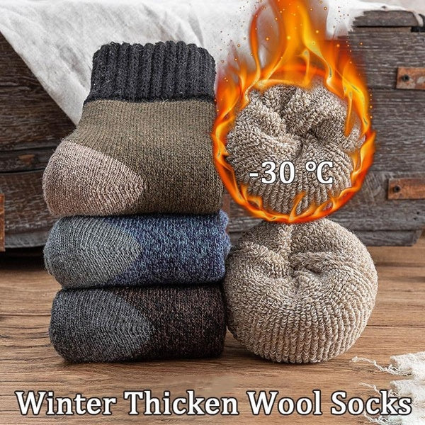 1Pair Men Super Thick Wool Socks Winter Warm Terry Socks Fashion Style Mid Tube Socks Snow Socks High Quality Men's Socks