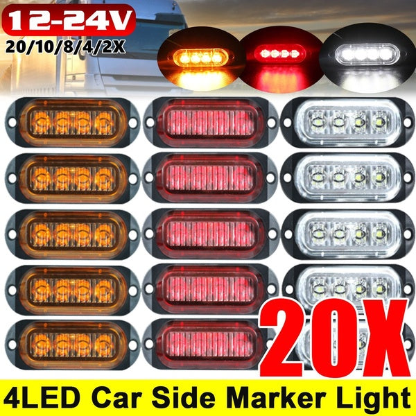 DC12-24V 4 LED Car Side Marker Light Indicator Rear Side Truck Trailer RV Cab Boat Bus Lorry Marker Clearance Light- 20-10-8-4-2PCS