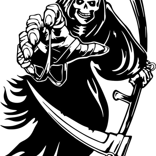 2PCS Details about Grim Reaper Scythe Skeleton Skull Wall Car Truck Window Vinyl Sticker Decal