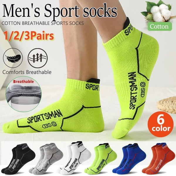 1-2-3Pairs Of Men's Anti Odor & Sweat Absorption Cotton Blend Low-cut Socks, Comfy & Breathable, Elastic Sport Socks, For Outdoor Wearing