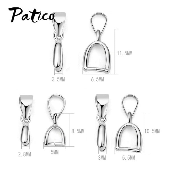 60PCS SML Size Mixed 925 Sterling Silver Jewelry Findings Pendant Pinch Bail Clasps Necklace Hooks Clips Connector Accessories Matron Inn