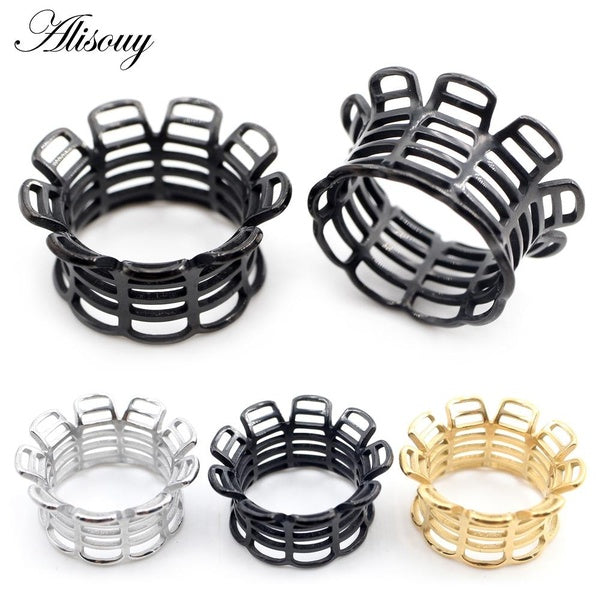 Alisouy 1PC Acier Inoxydable Creux Clôture Balustrades Tunnel D'oreille Plug Chair Expander Stretchers Jauges Boucle D'oreille Piercing Bijoux De Cor