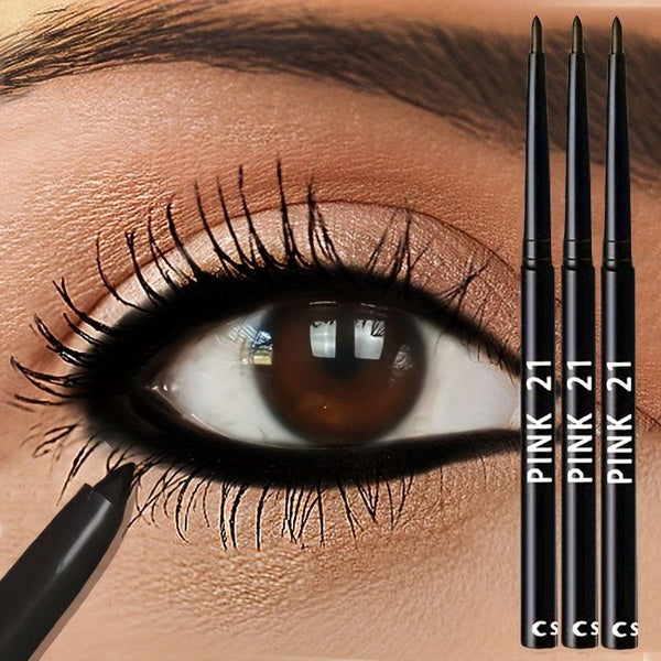 ﻿ 1-3pcs Waterproof Black Eyeliner Pencils-Smudge-Proof, Long-Lasting &Beginner-Friendly Eye Makeup