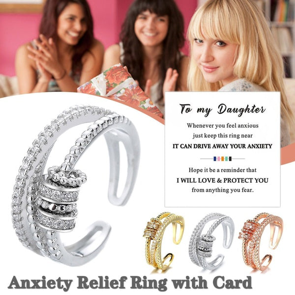 To My Daughter Fidget Ring Anneau Anti Anxiété avec Perles Spinner + Carte Cadeau
