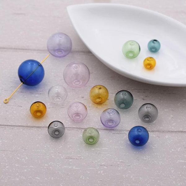 10pieces double hole 10-20mm color glass ball globe beads hollow glass bottle vial jewelry making accessories findings Matron Inn
