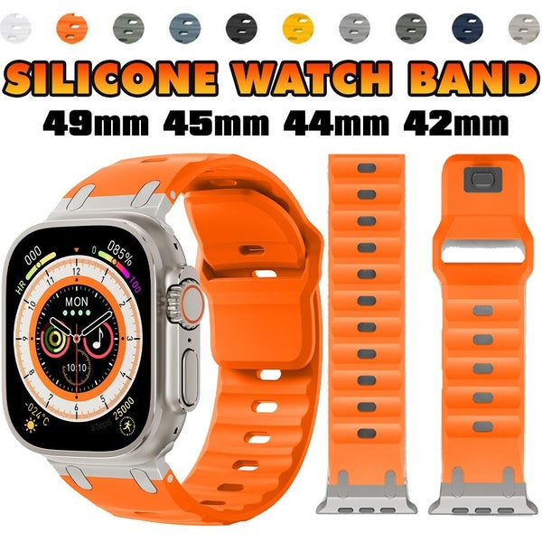 Silicone Band for SmartWatch Ultra 2-Ultra 49mm 9 8 7 45mm 44mm 42mm Sport Belt Strap Wristband Watchband Bracelet Accessories for Smart Watch 6 SE 5